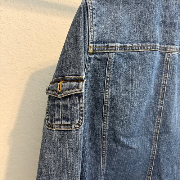Women's Jones New York Sport Denim Blue Jean Button Front Jacket Size Large - Picture 6 of 9